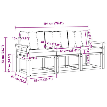 Outdoor-Sofagarnitur 3 stk. Weiß und Creme