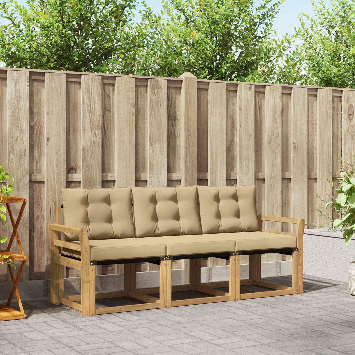 Outdoor-Sofagarnitur 3 stk. Weiß und Beige