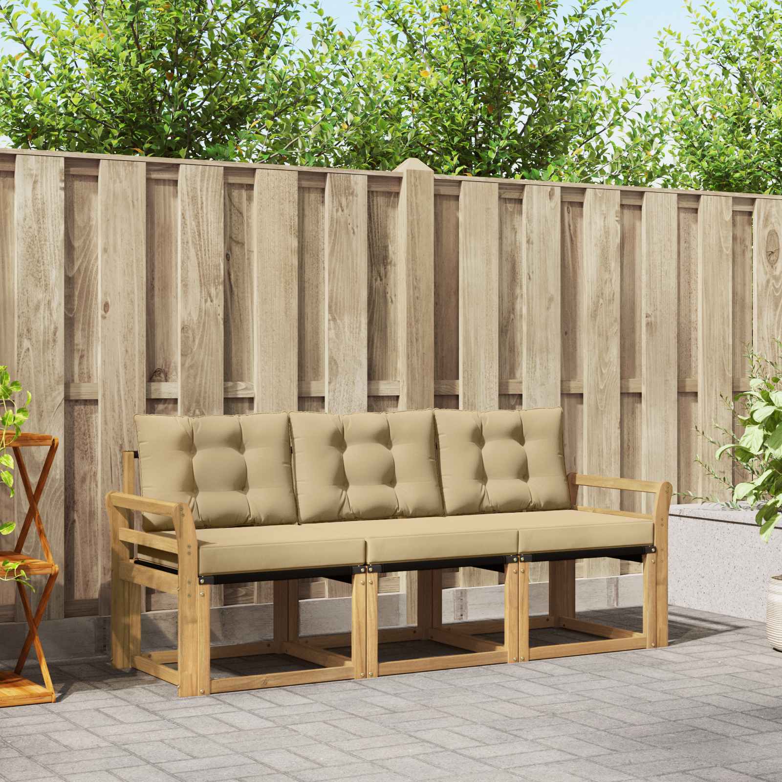Outdoor-Sofagarnitur 3 stk. Weiß und Beige