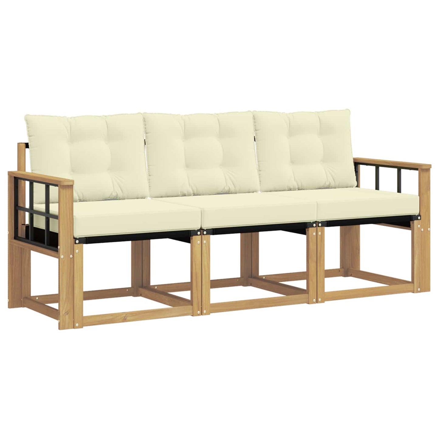 Outdoor-Sofagarnitur mit Kissen 3 pcs Weiß und Creme