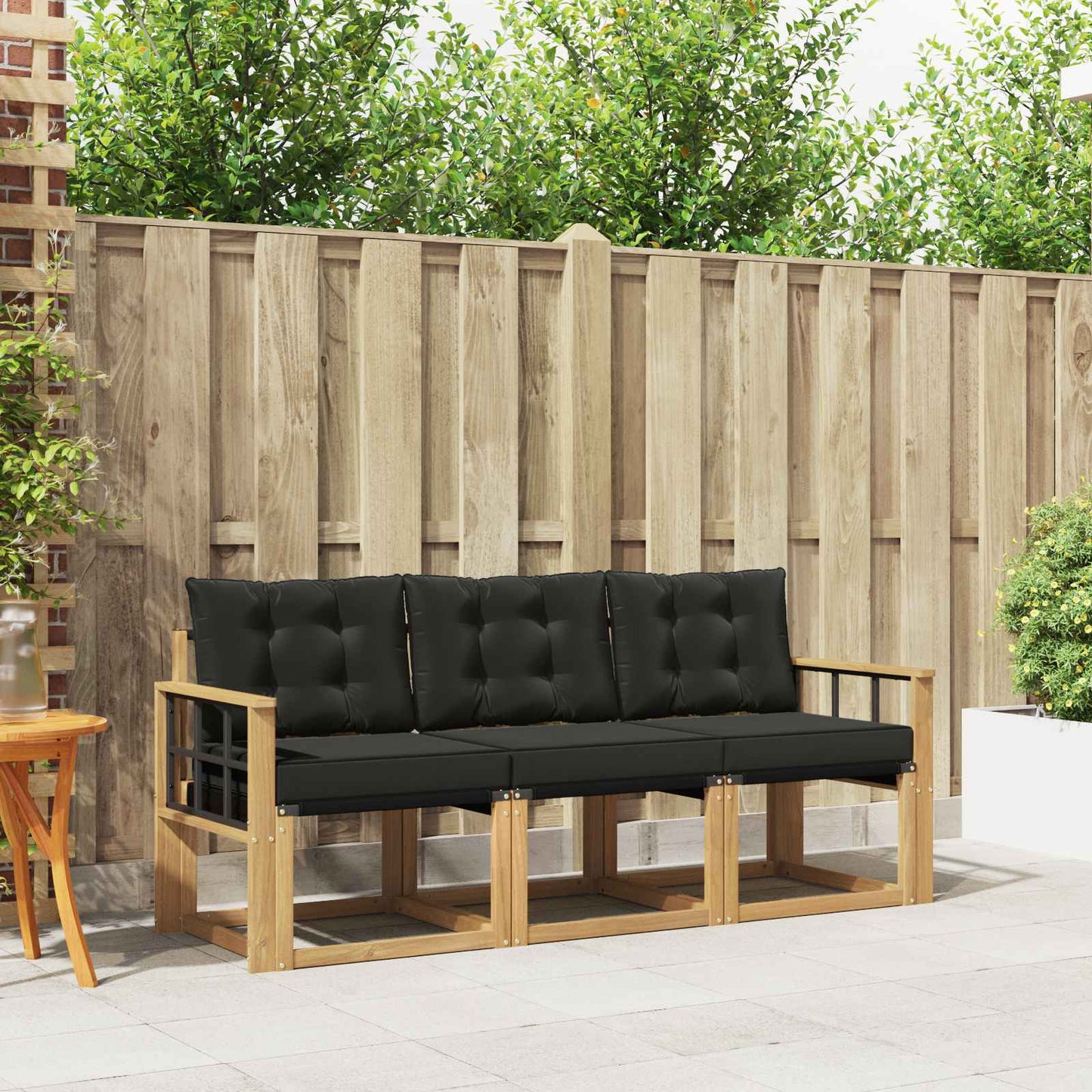 Outdoor-Sofagarnitur mit Kissen 3 pcs Weiß und Schwarz