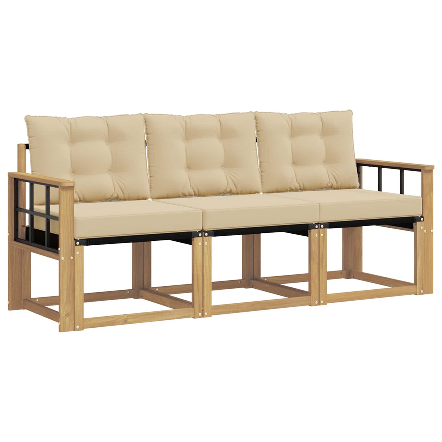 Outdoor-Sofagarnitur 3 stk. Weiß und Beige