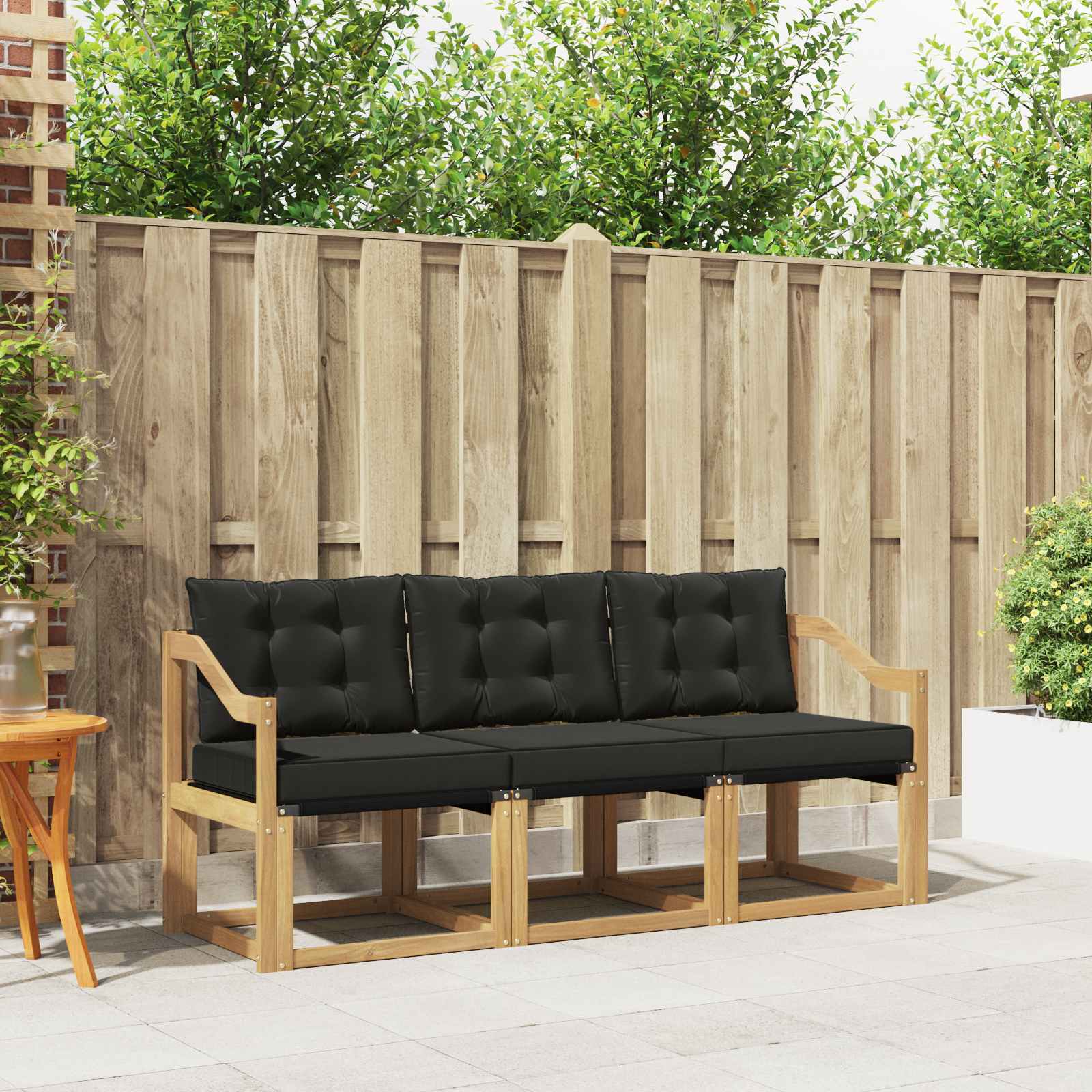 Outdoor-Sofagarnitur mit Kissen 3 pcs Weiß und Schwarz