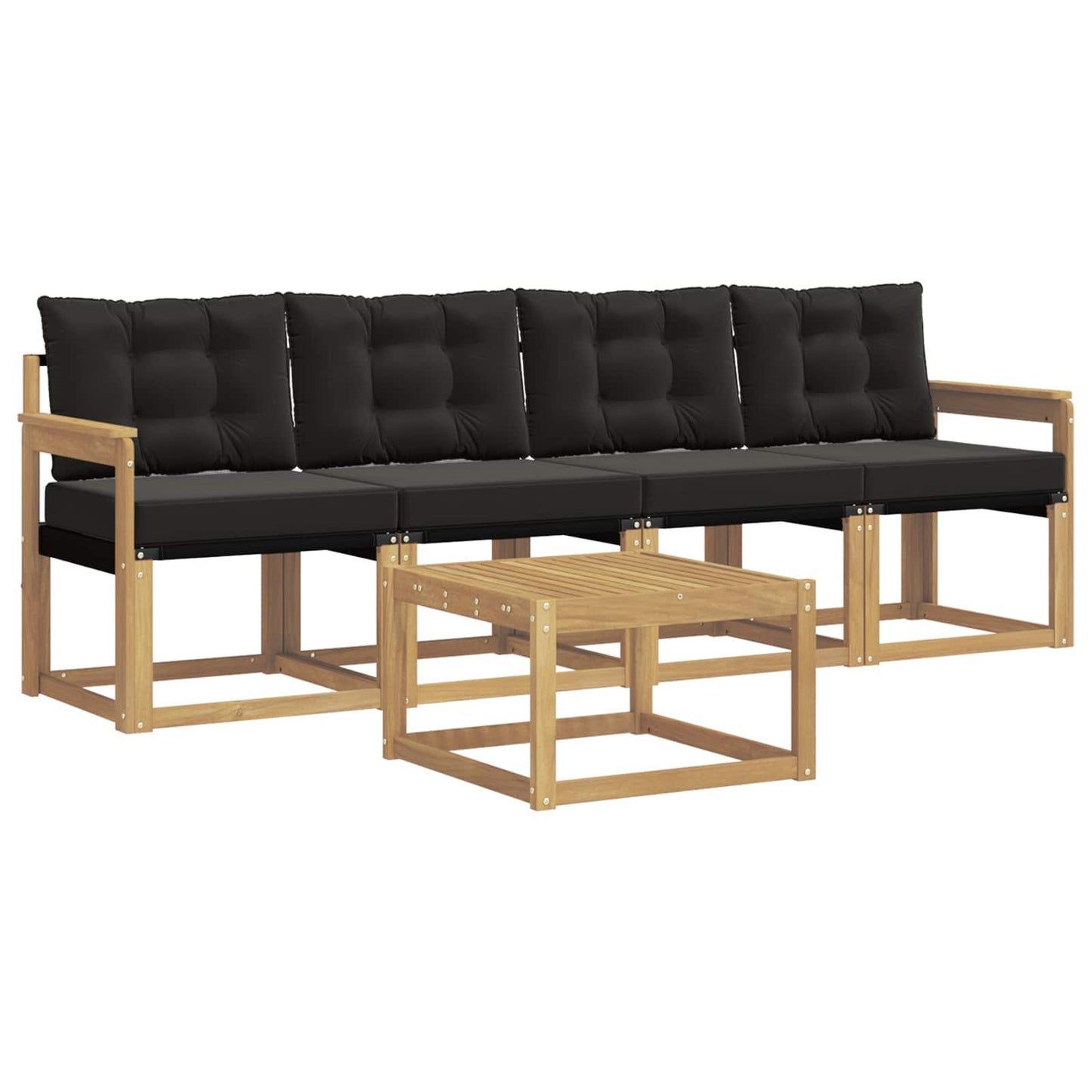 Outdoor-Sofagarnitur mit Kissen 5 pcs Weiß und Schwarz