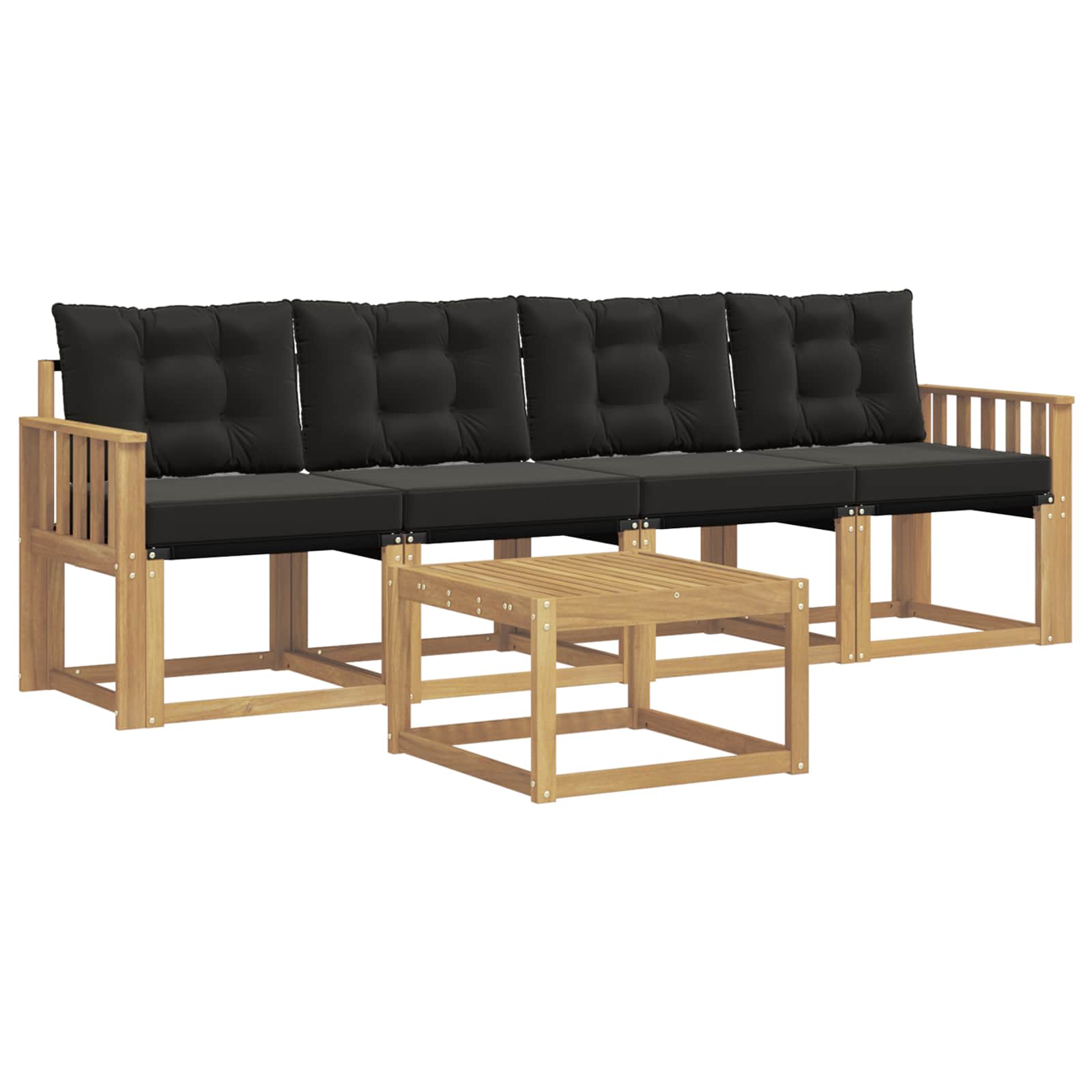 Outdoor-Sofagarnitur mit Kissen 5 pcs Weiß und Schwarz
