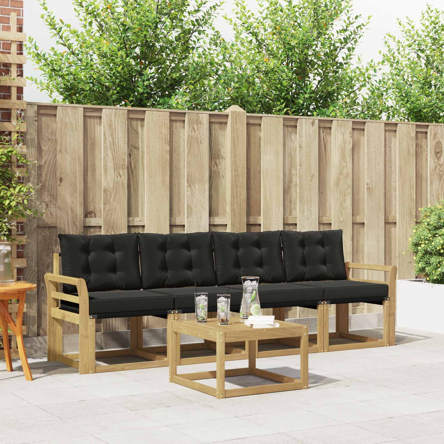 Outdoor-Sofagarnitur mit Kissen 5 pcs Weiß und Schwarz