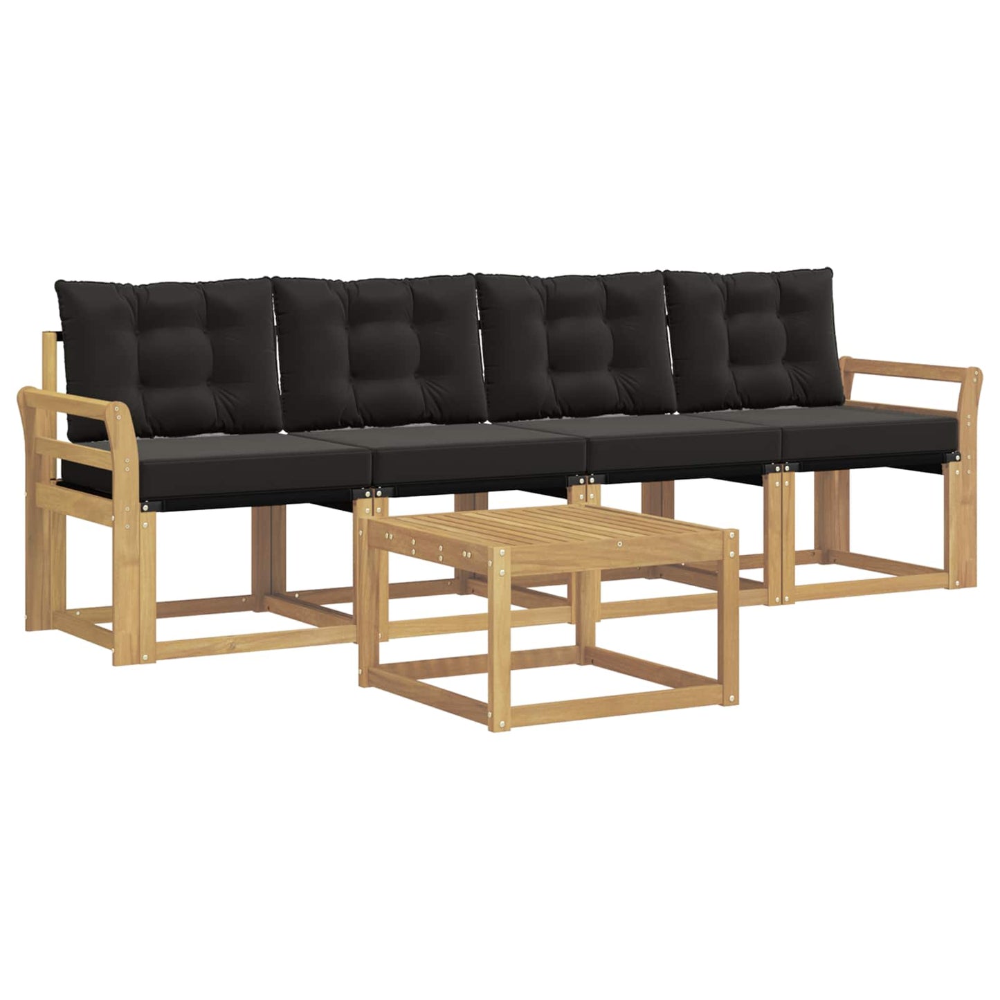 Outdoor-Sofagarnitur mit Kissen 5 pcs Weiß und Schwarz