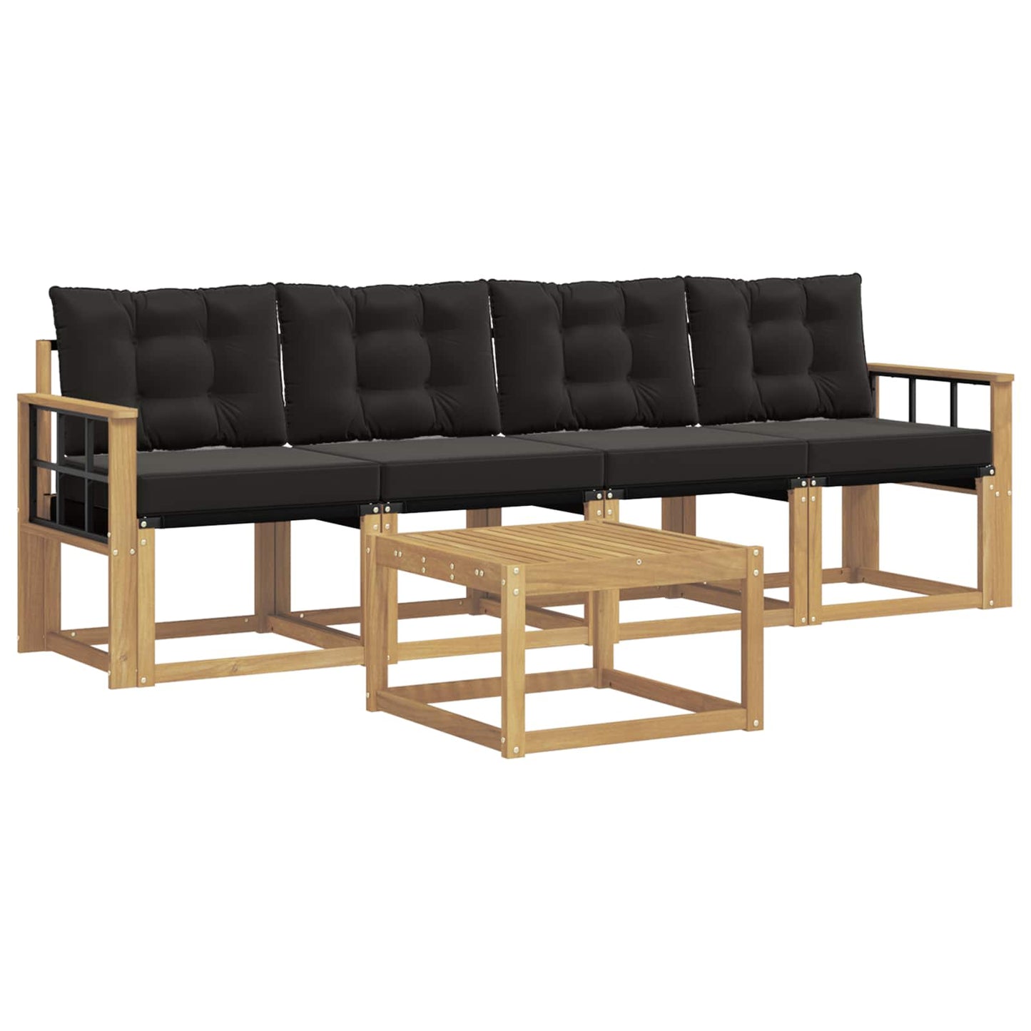 Outdoor-Sofagarnitur mit Kissen 5 pcs Weiß und Schwarz