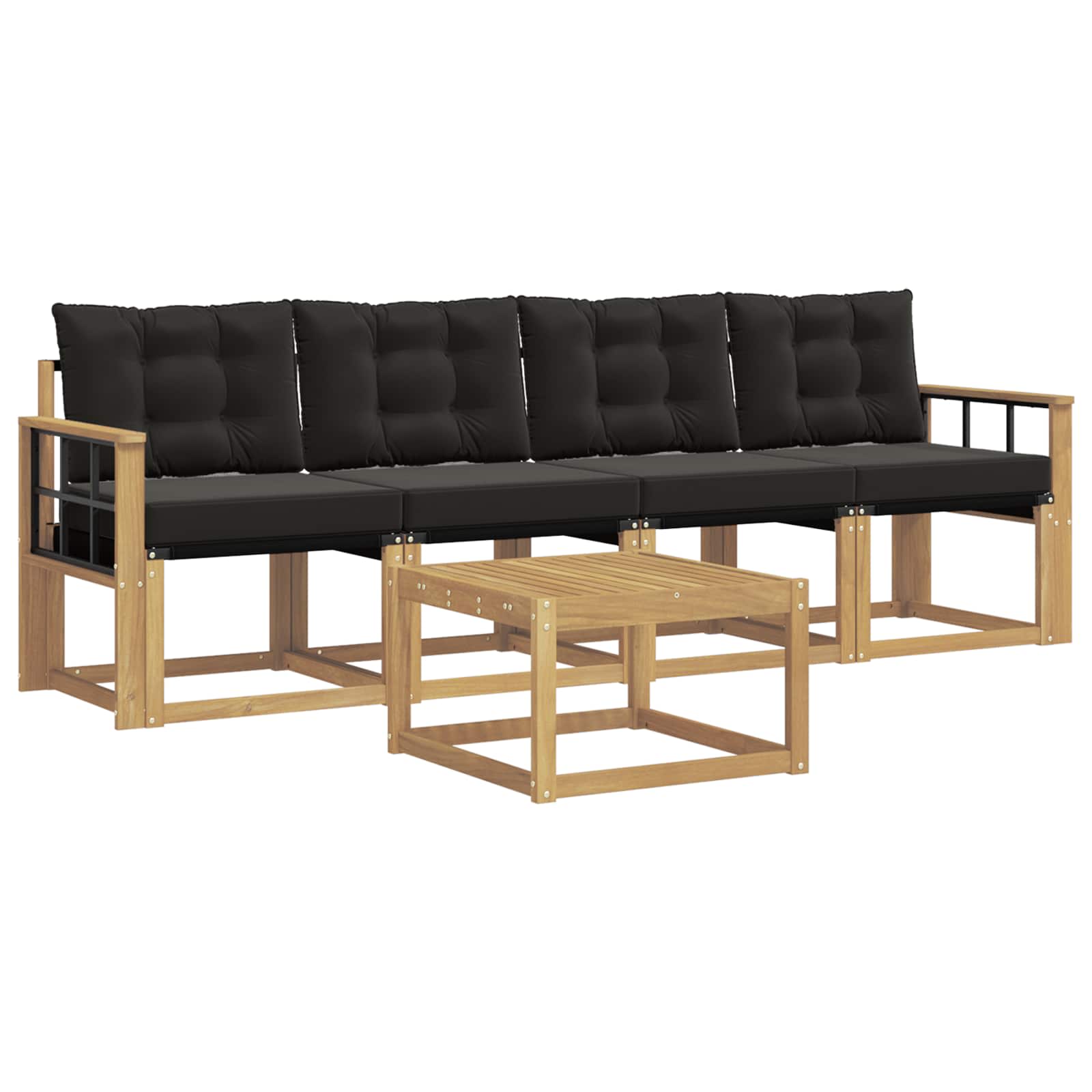 Outdoor-Sofagarnitur mit Kissen 5 pcs Weiß und Schwarz