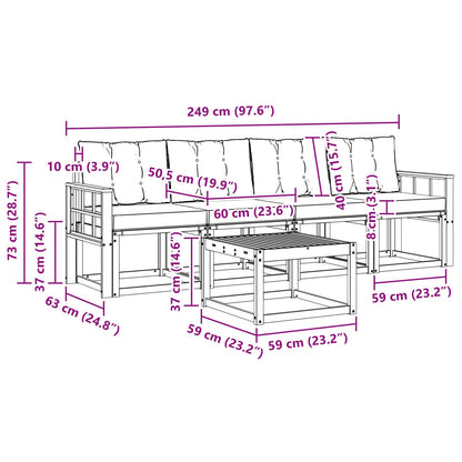 Outdoor-Sofagarnitur 5 stk. Weiß und Schwarz