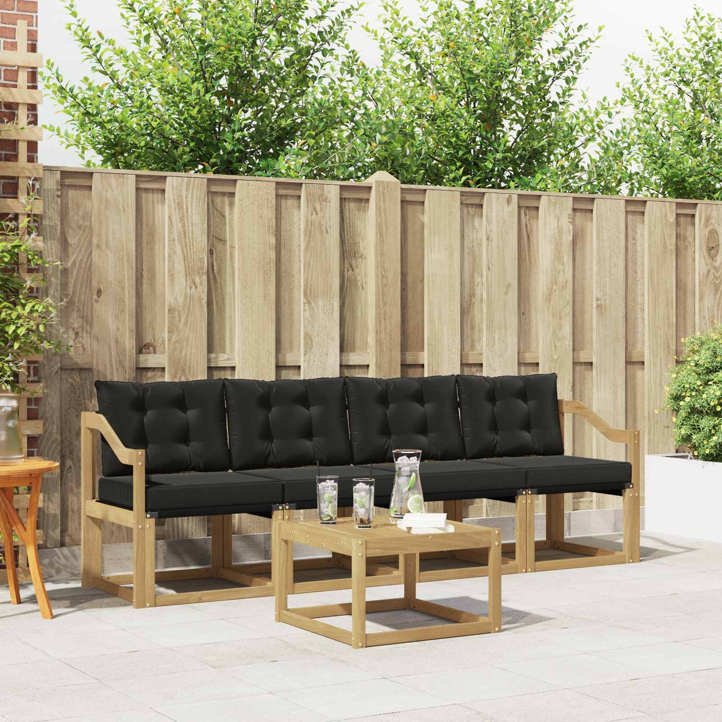 Outdoor-Sofagarnitur mit Kissen 5 pcs Weiß und Schwarz