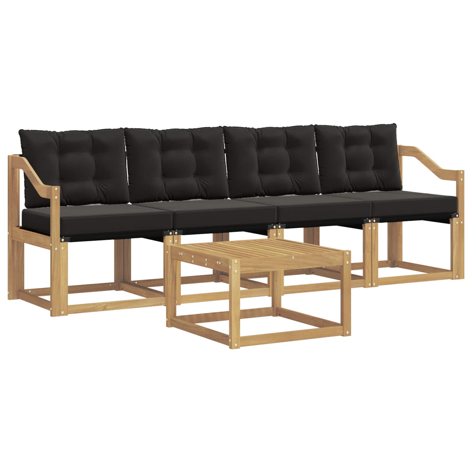 Outdoor-Sofagarnitur mit Kissen 5 pcs Weiß und Schwarz