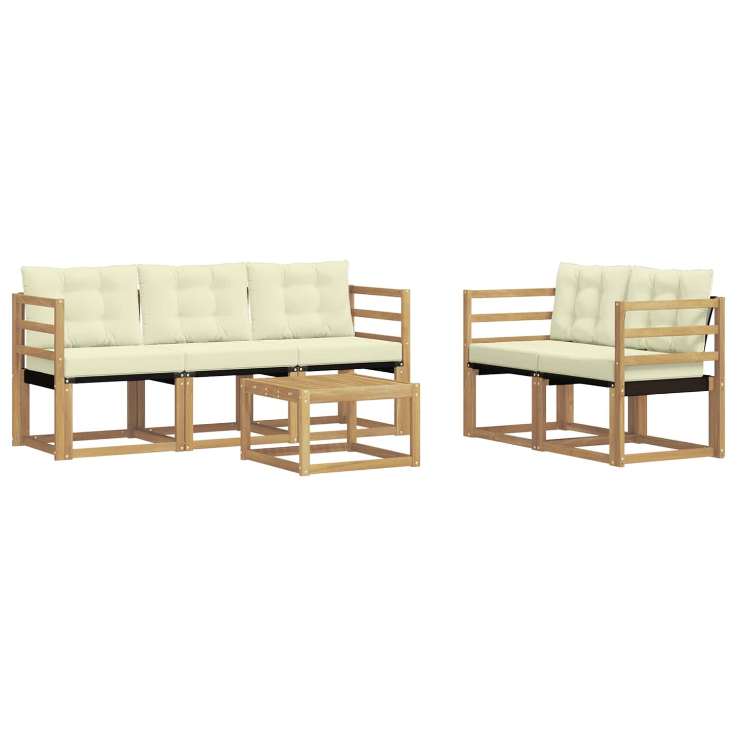 Outdoor-Sofagarnitur mit Kissen 6 pcs Weiß und Creme