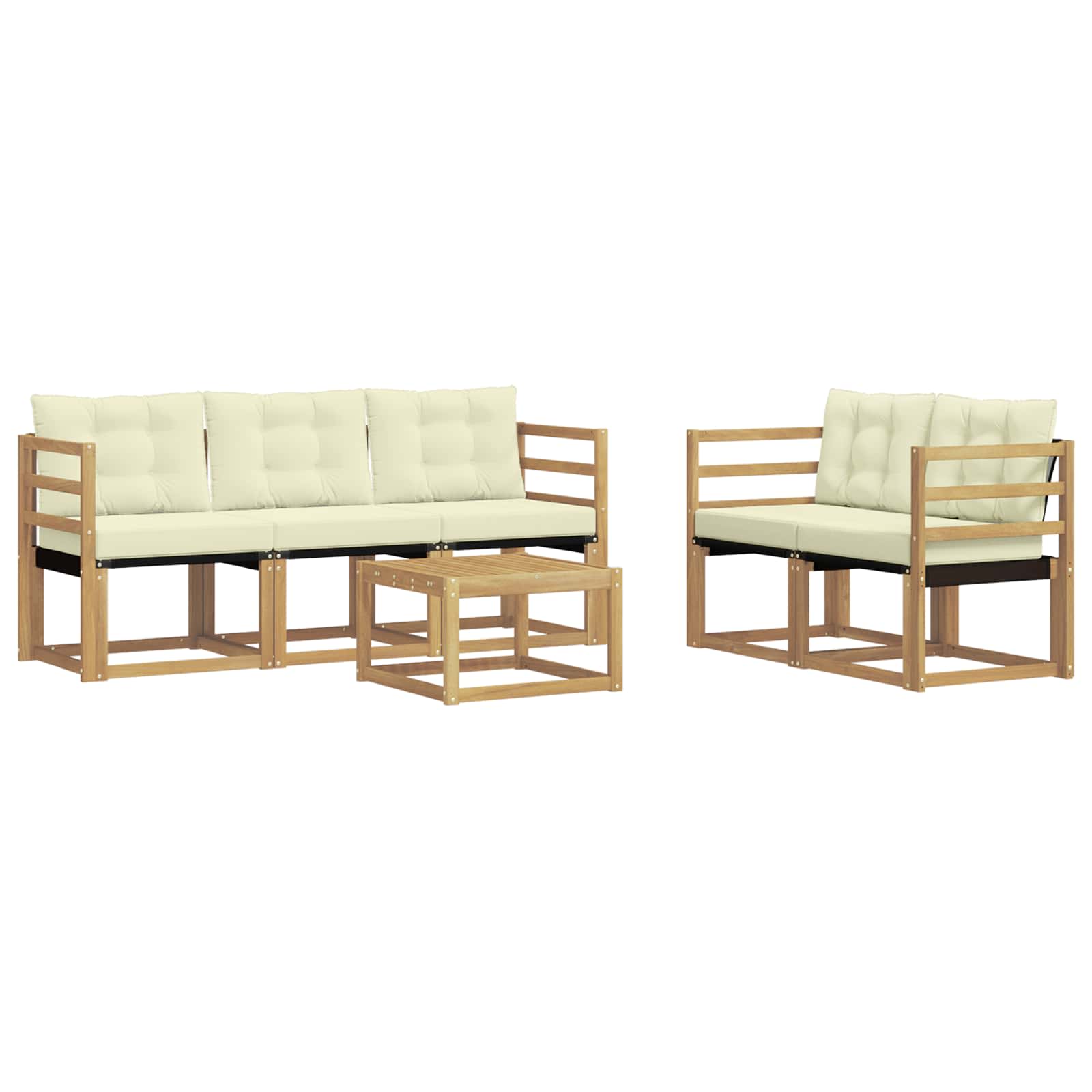 Outdoor-Sofagarnitur mit Kissen 6 pcs Weiß und Creme