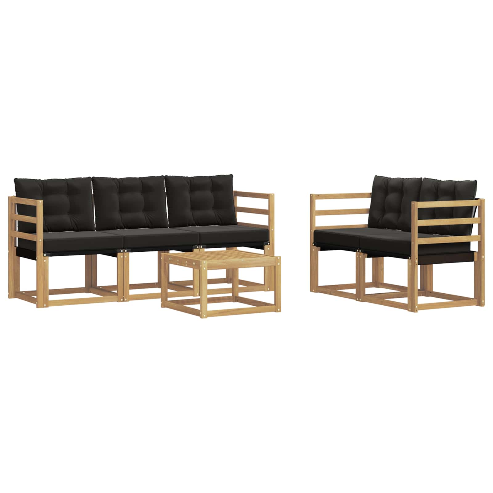 Outdoor-Sofagarnitur mit Kissen 6 pcs Weiß und Schwarz