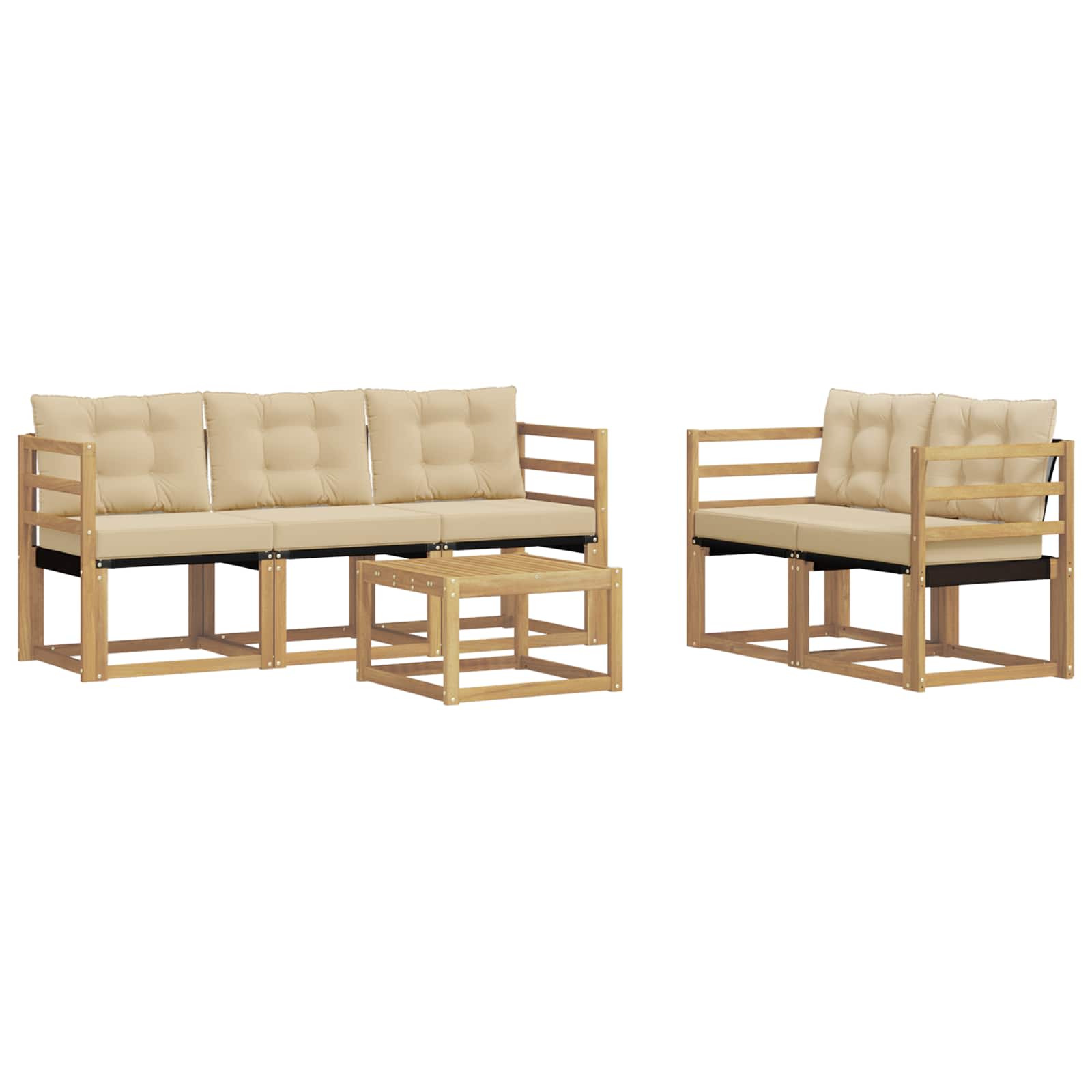 Outdoor-Sofagarnitur mit Kissen 6 pcs Weiß und Beige