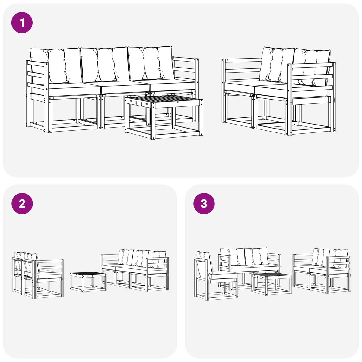 Outdoor-Sofagarnitur 6 stk. Weiß und Beige