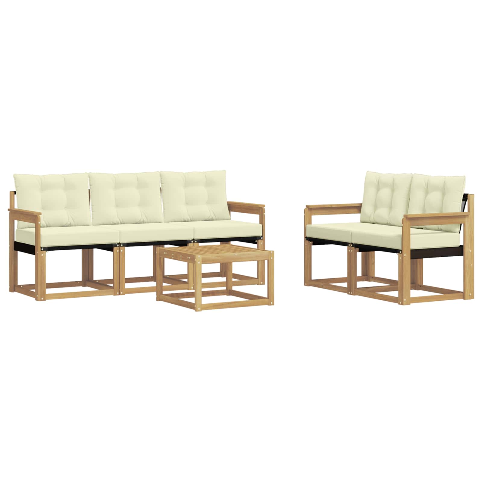 Outdoor-Sofagarnitur mit Kissen 6 pcs Weiß und Creme