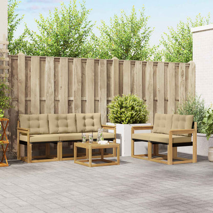 Outdoor-Sofagarnitur 6 stk. Weiß und Beige