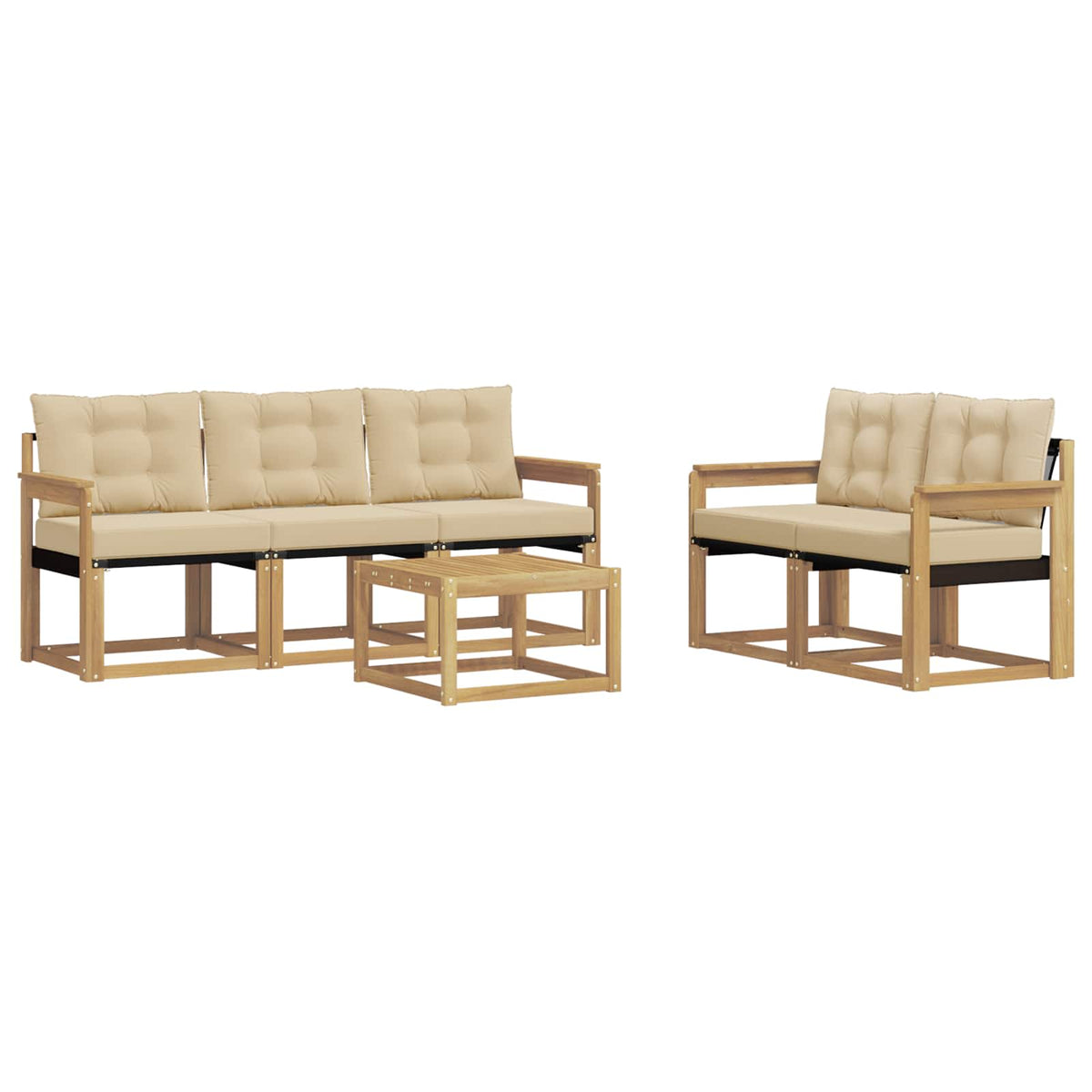 Outdoor-Sofagarnitur 6 stk. Weiß und Beige