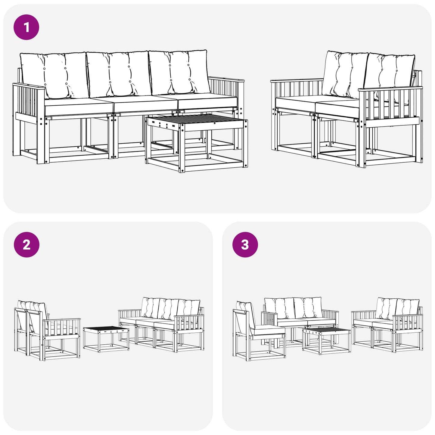 Outdoor-Sofagarnitur 6 stk. Weiß und Schwarz