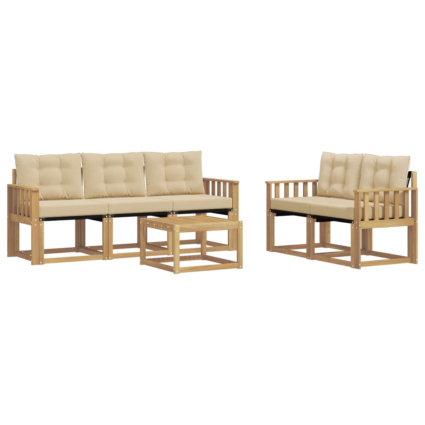 Outdoor-Sofagarnitur 6 stk. Weiß und Beige