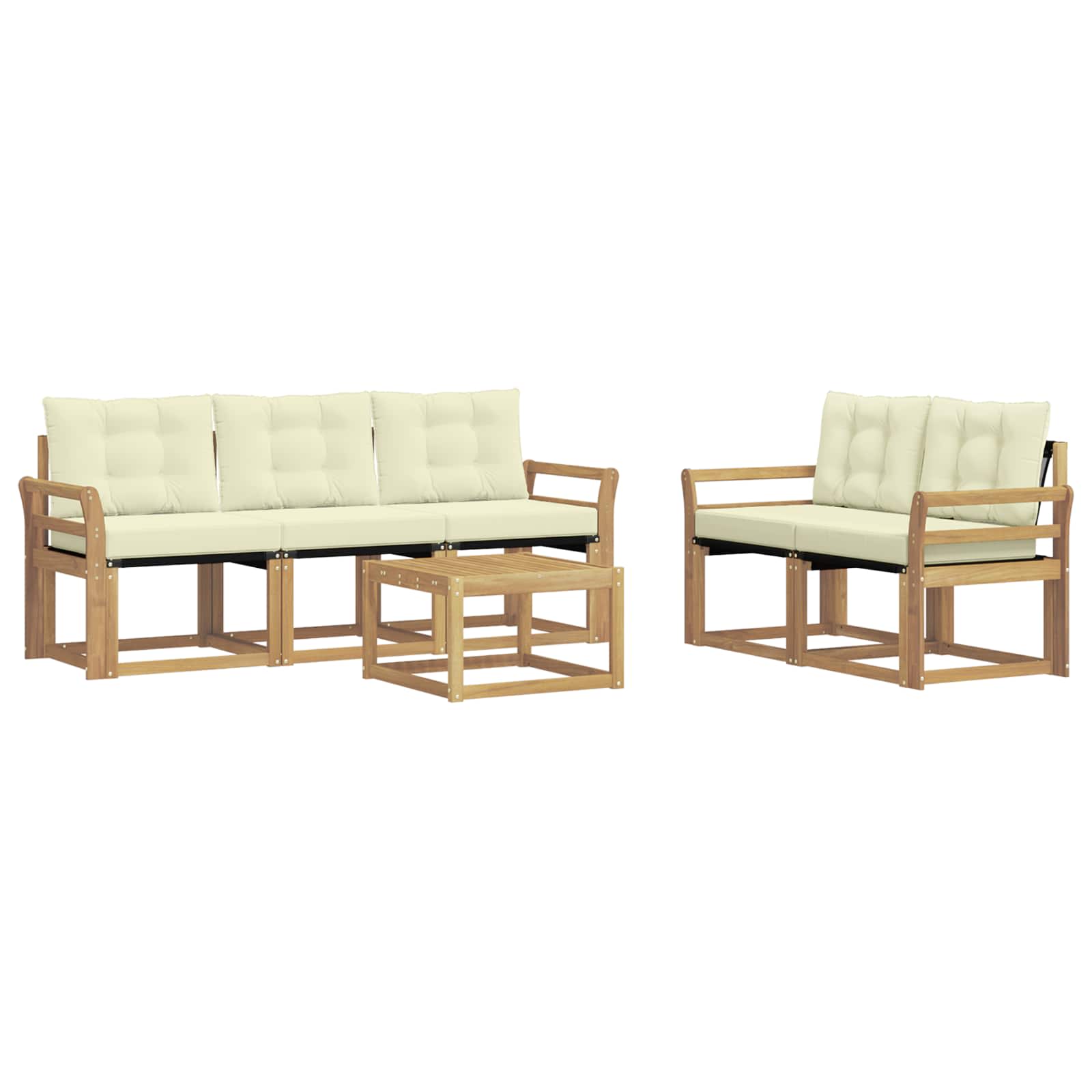 Outdoor-Sofagarnitur mit Kissen 6 pcs Weiß und Creme