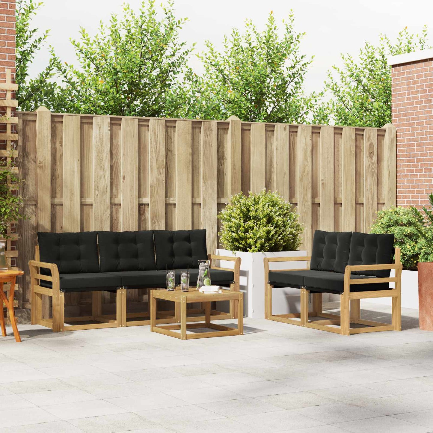 Outdoor-Sofagarnitur 6 stk. Weiß und Schwarz