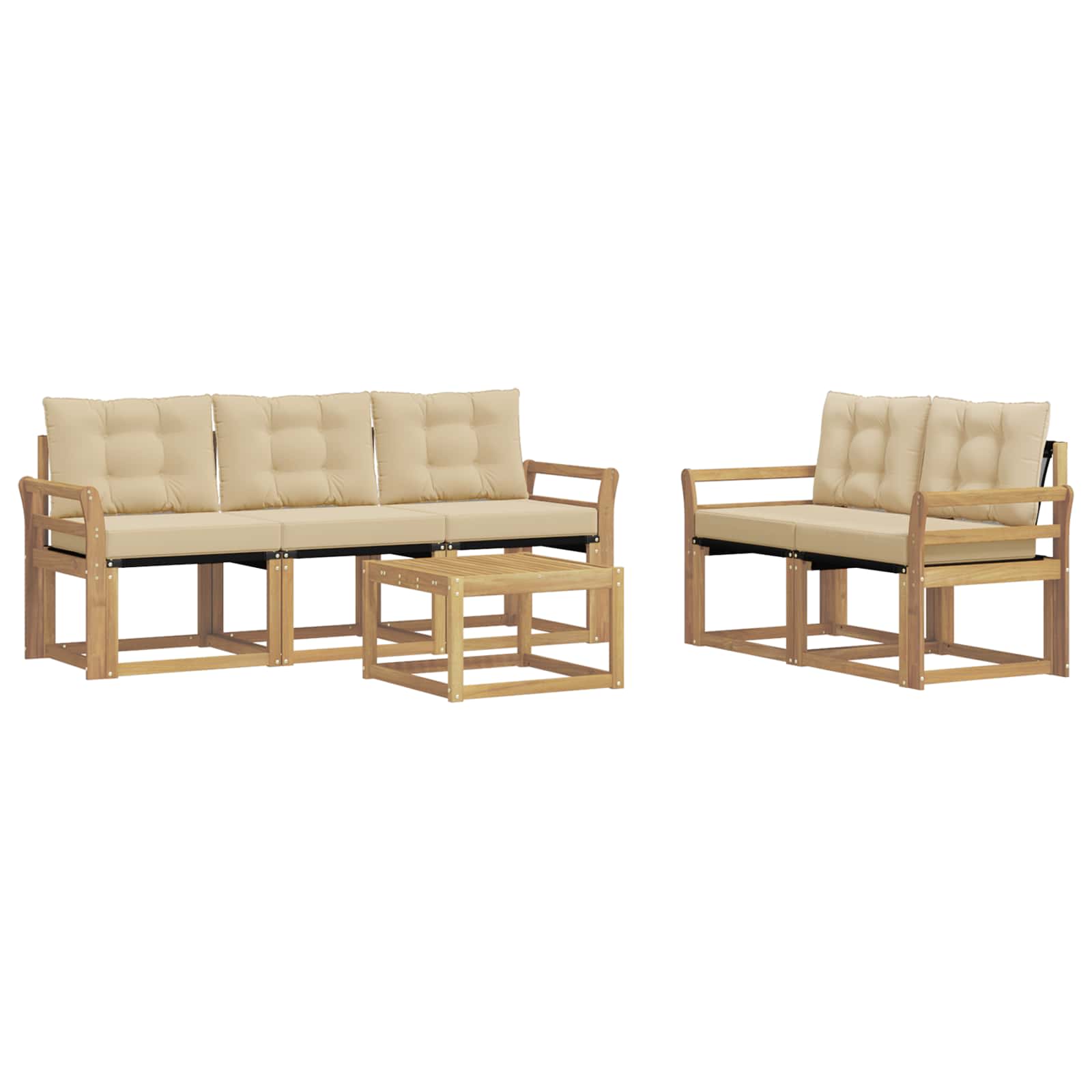 Outdoor-Sofagarnitur mit Kissen 6 pcs Weiß und Beige