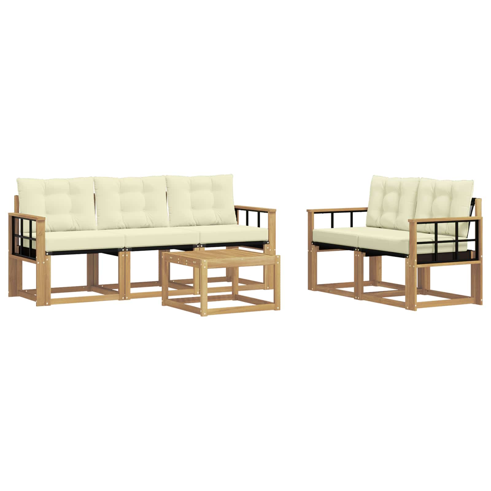 Outdoor-Sofagarnitur mit Kissen 6 pcs Weiß und Creme