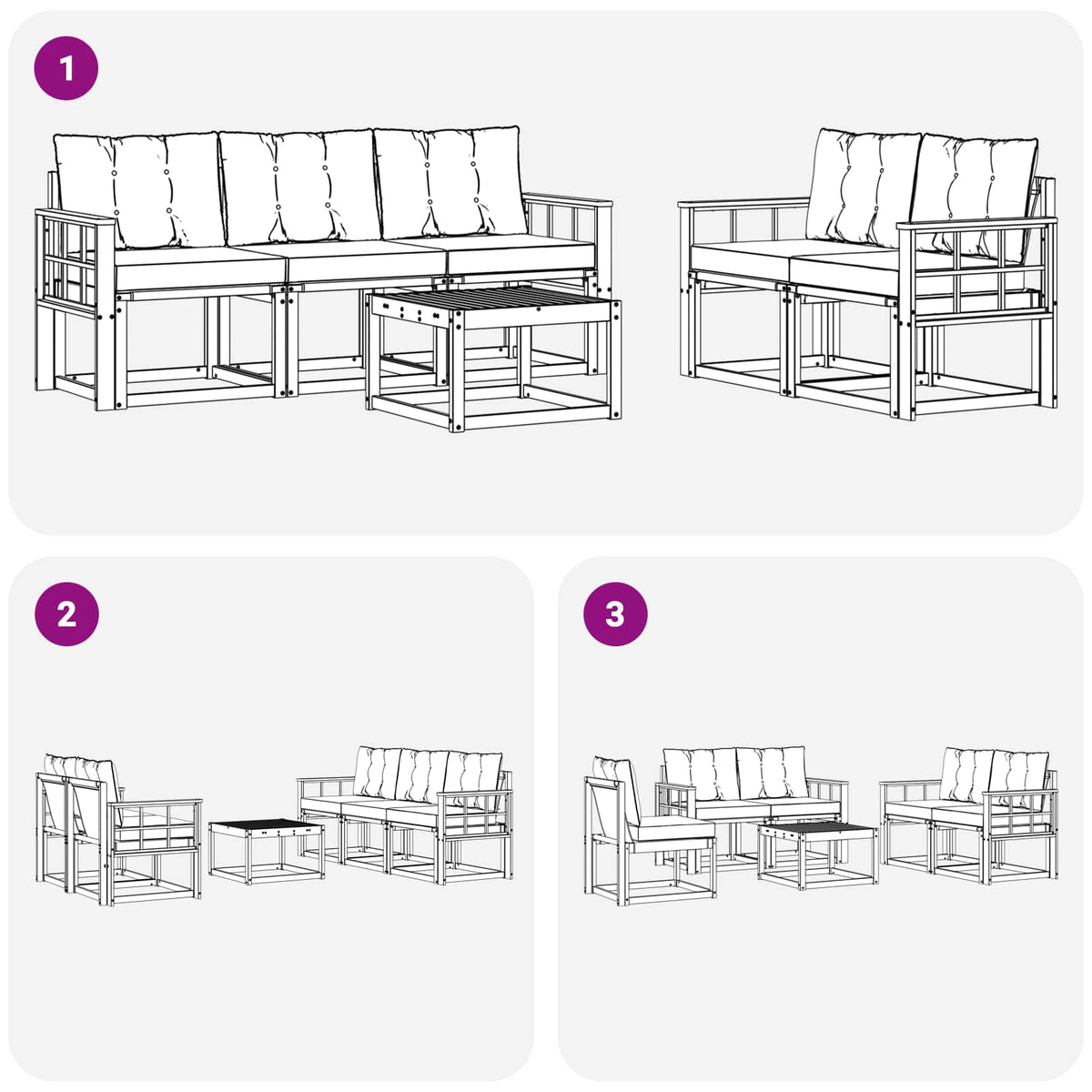 Outdoor-Sofagarnitur 6 stk. Weiß und Schwarz