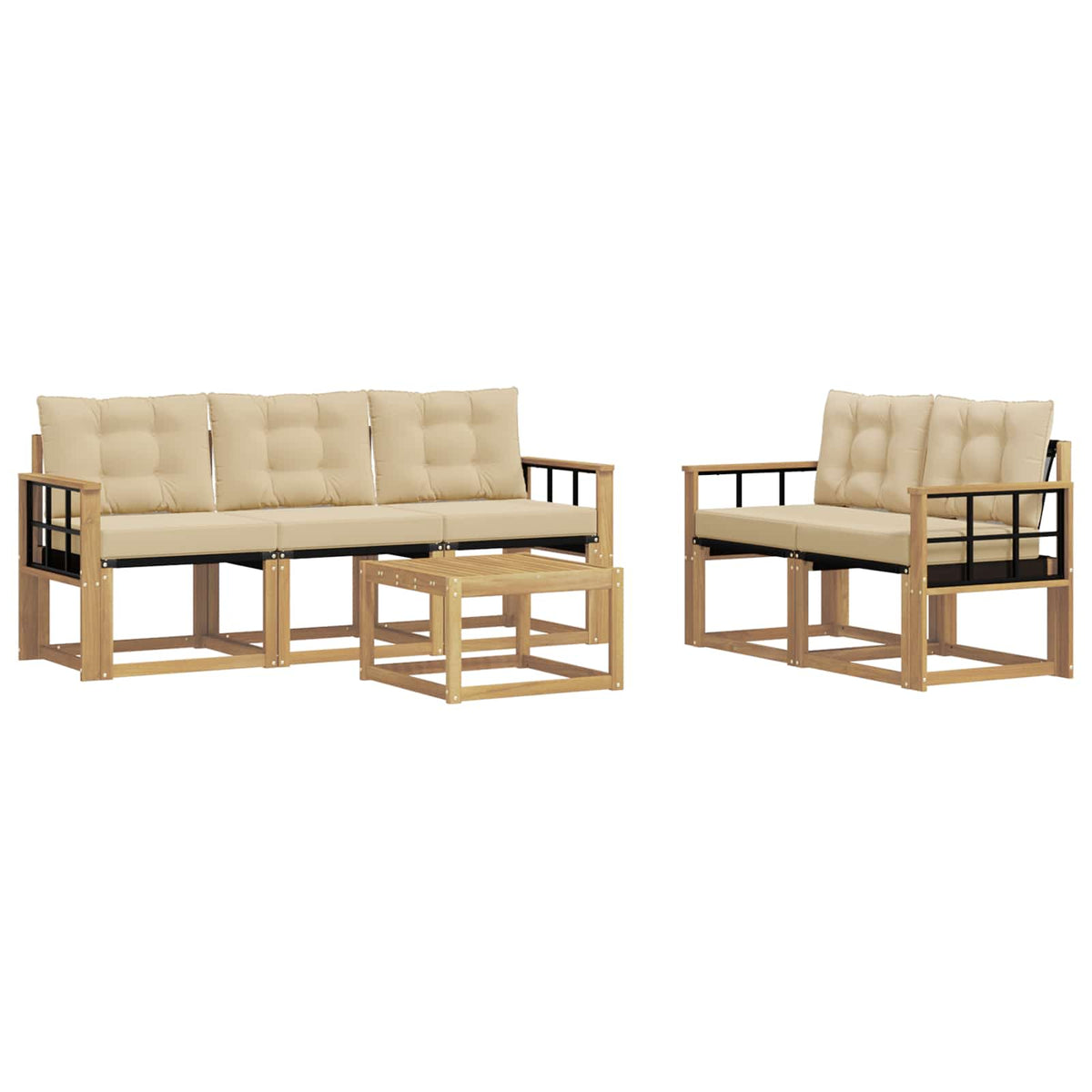 Outdoor-Sofagarnitur 6 stk. Weiß und Beige