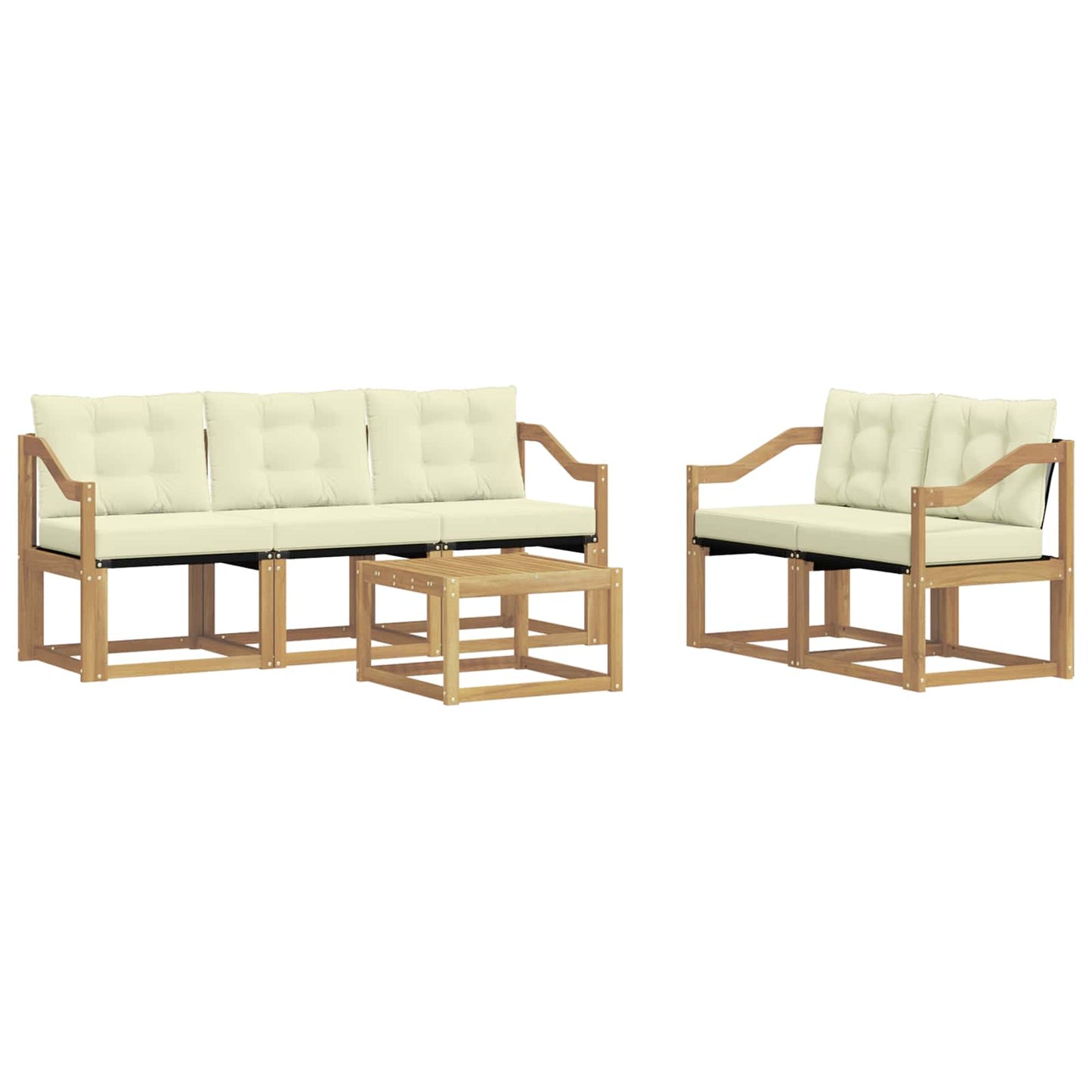Outdoor-Sofagarnitur mit Kissen 6 pcs Weiß und Creme