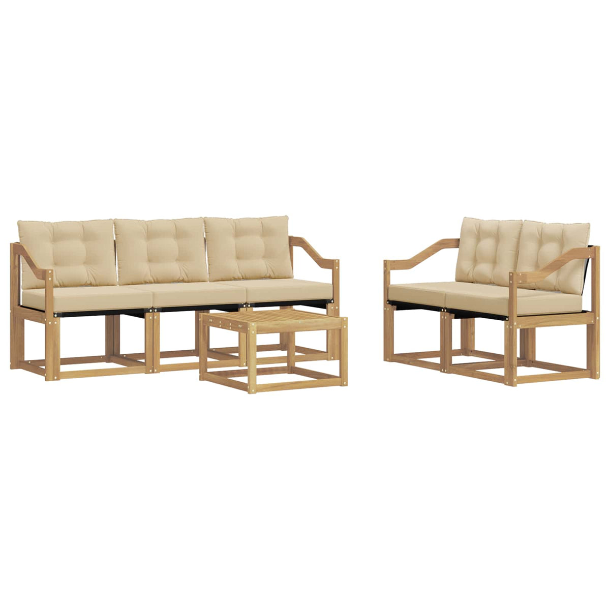 Outdoor-Sofagarnitur 6 stk. Weiß und Beige