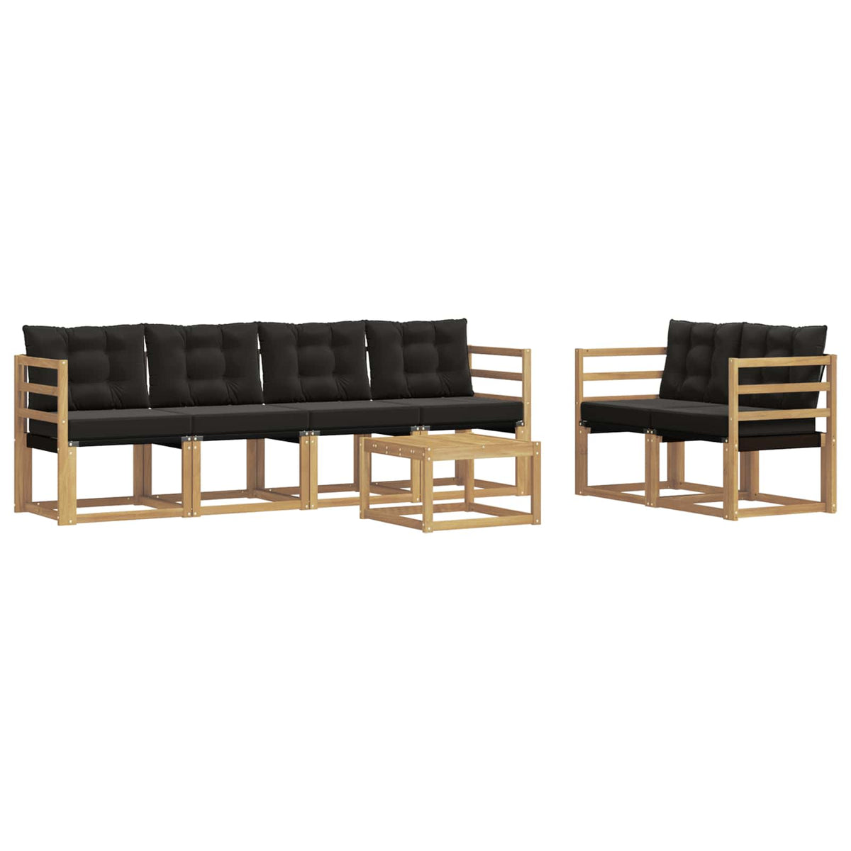 Outdoor-Sofagarnitur 7 stk. Weiß und Schwarz