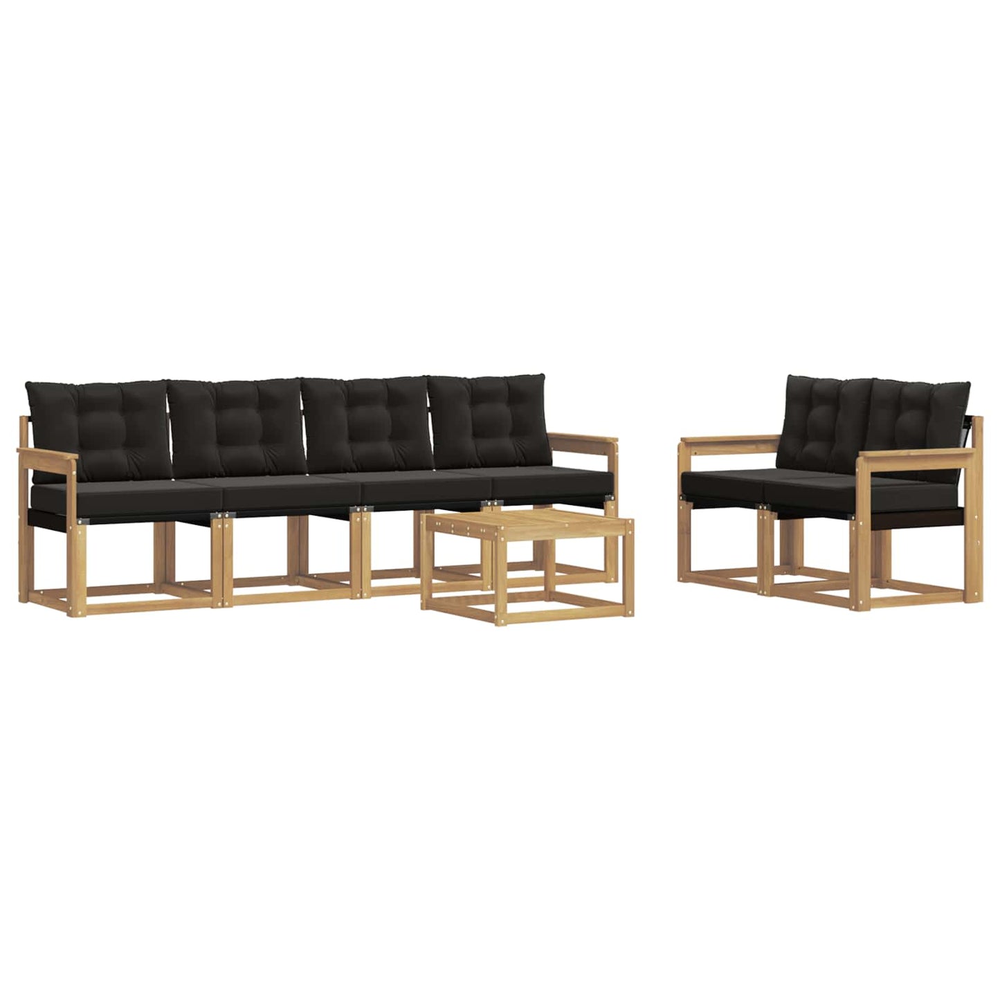 Outdoor-Sofagarnitur mit Kissen 7 pcs Weiß und Schwarz