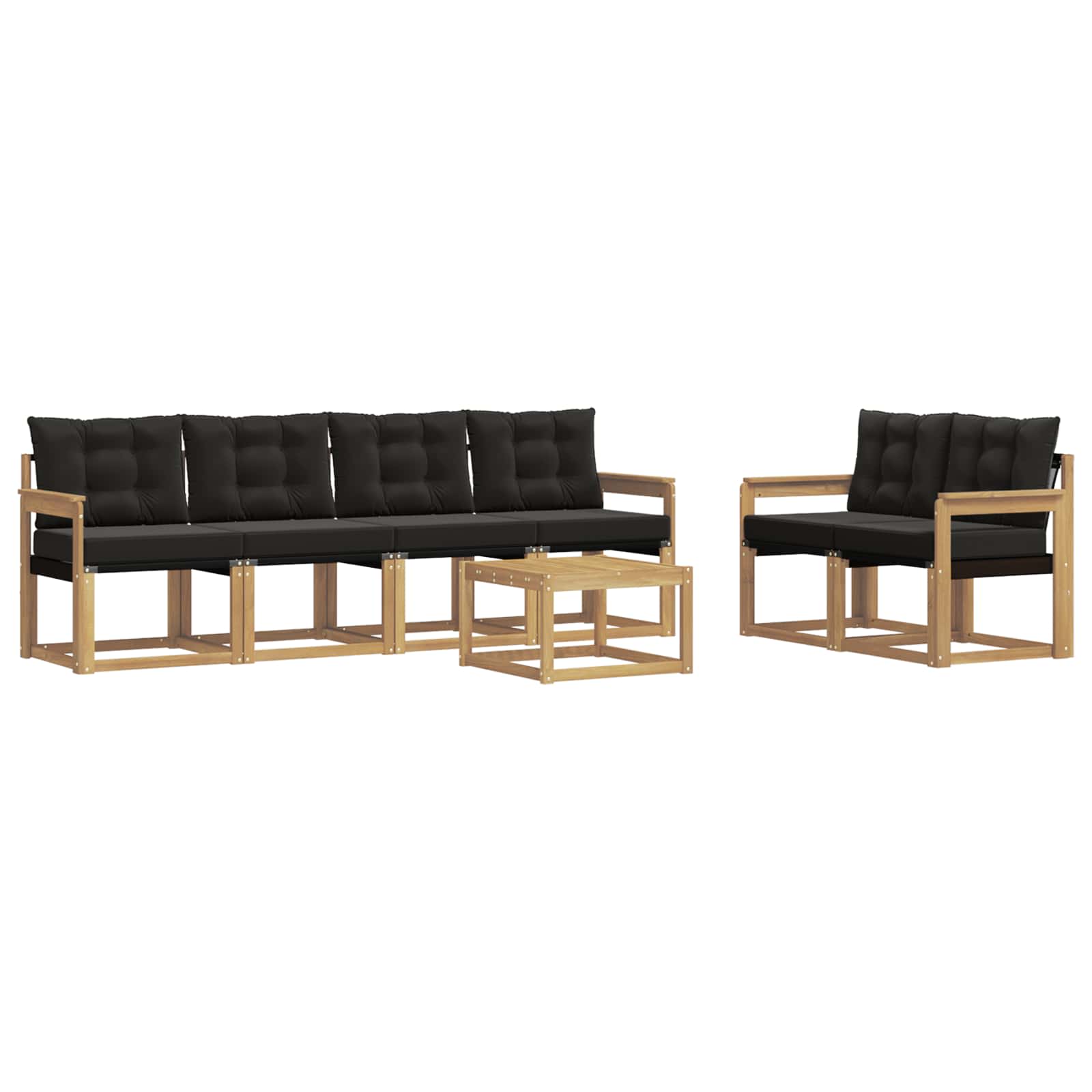 Outdoor-Sofagarnitur mit Kissen 7 pcs Weiß und Schwarz
