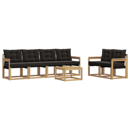 Outdoor-Sofagarnitur 7 stk. Weiß und Schwarz