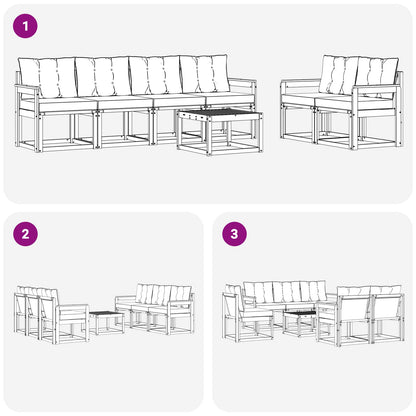 Outdoor-Sofagarnitur 7 stk. Weiß und Schwarz