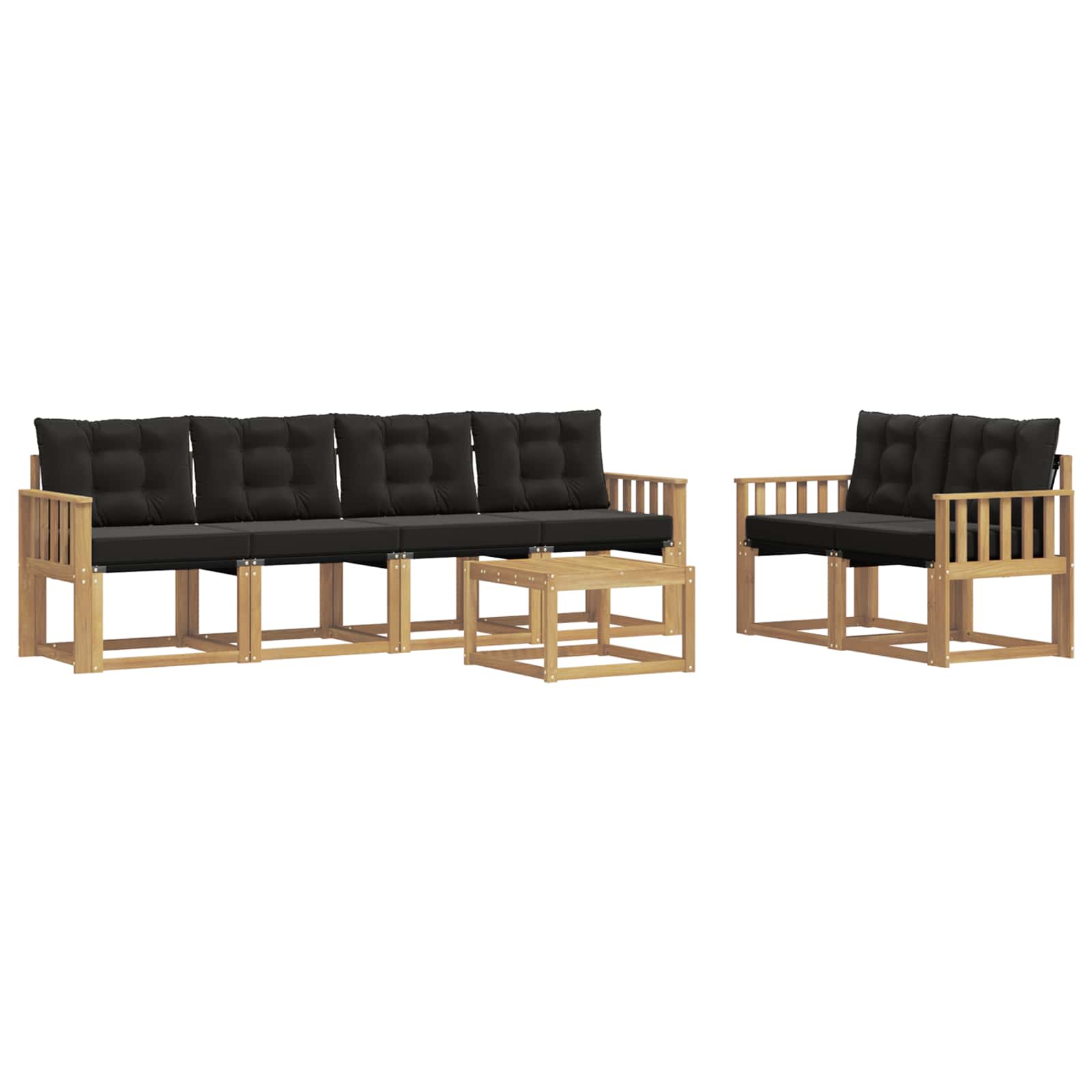 Outdoor-Sofagarnitur 7 stk. Weiß und Schwarz