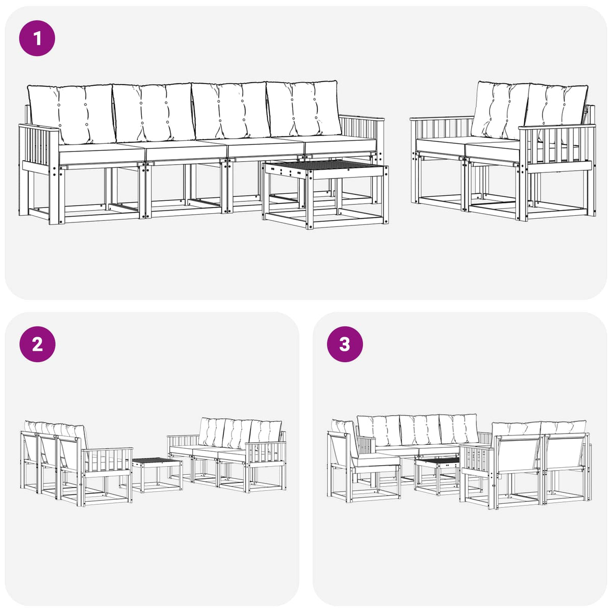Outdoor-Sofagarnitur 7 stk. Weiß und Schwarz