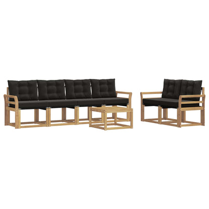 Outdoor-Sofagarnitur 7 stk. Weiß und Schwarz