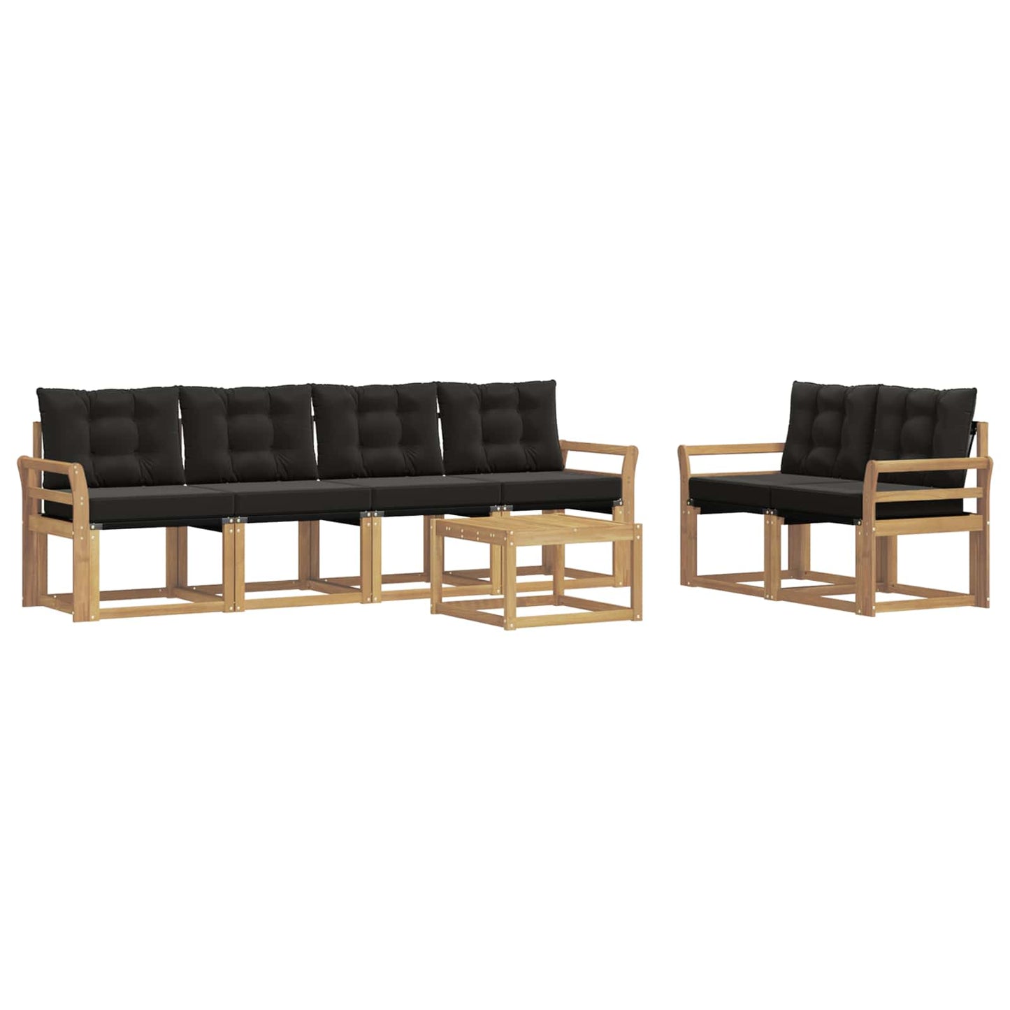 Outdoor-Sofagarnitur 7 stk. Weiß und Schwarz
