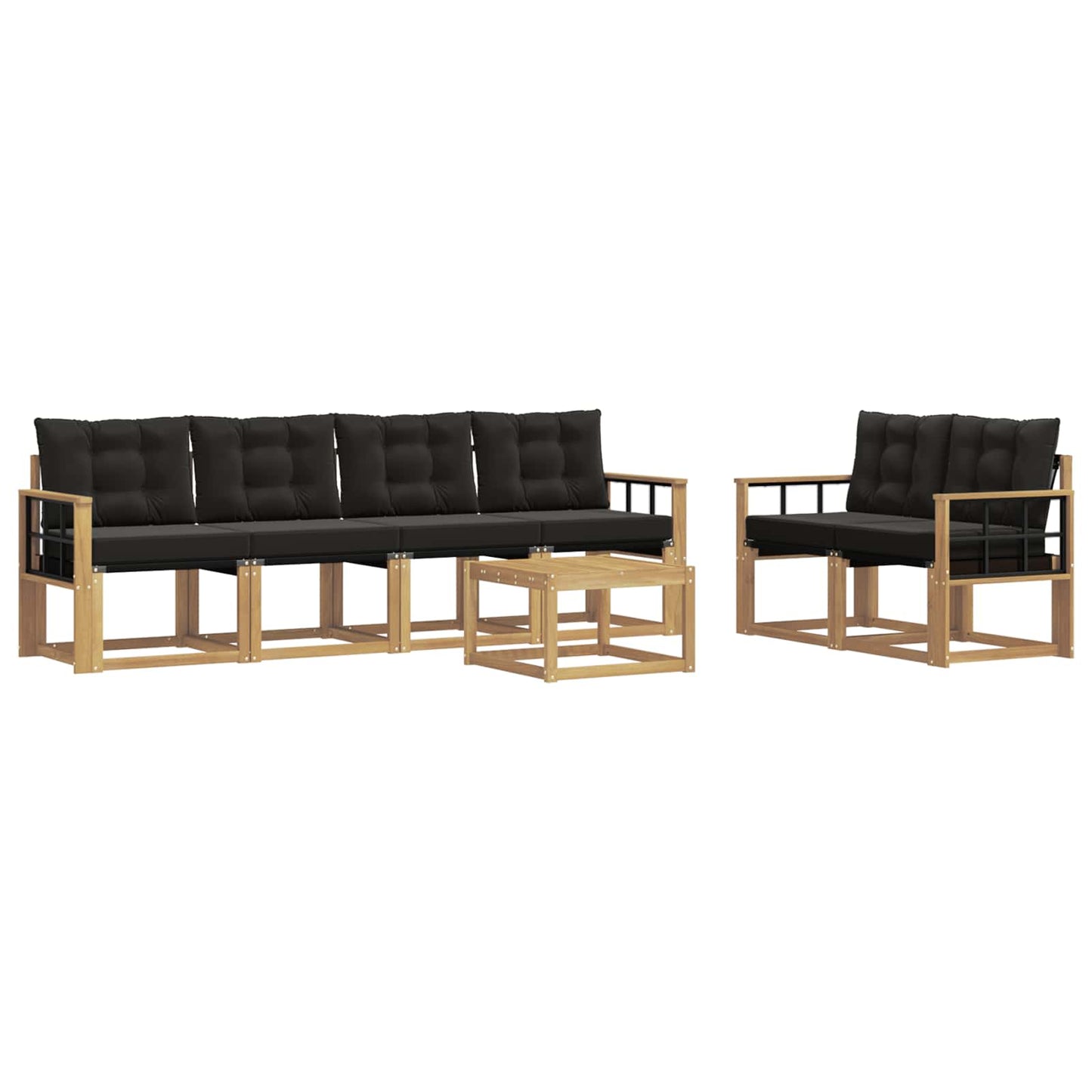 Outdoor-Sofagarnitur mit Kissen 7 pcs Weiß und Schwarz