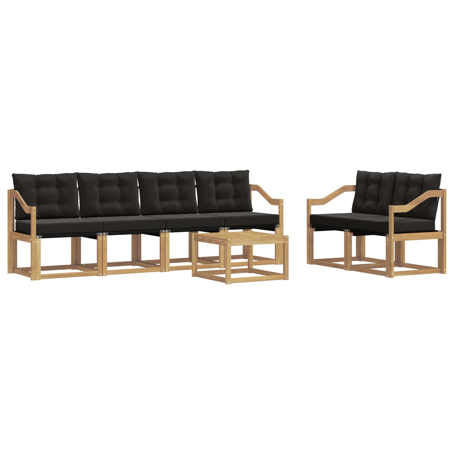 Outdoor-Sofagarnitur mit Kissen 7 pcs Weiß und Schwarz