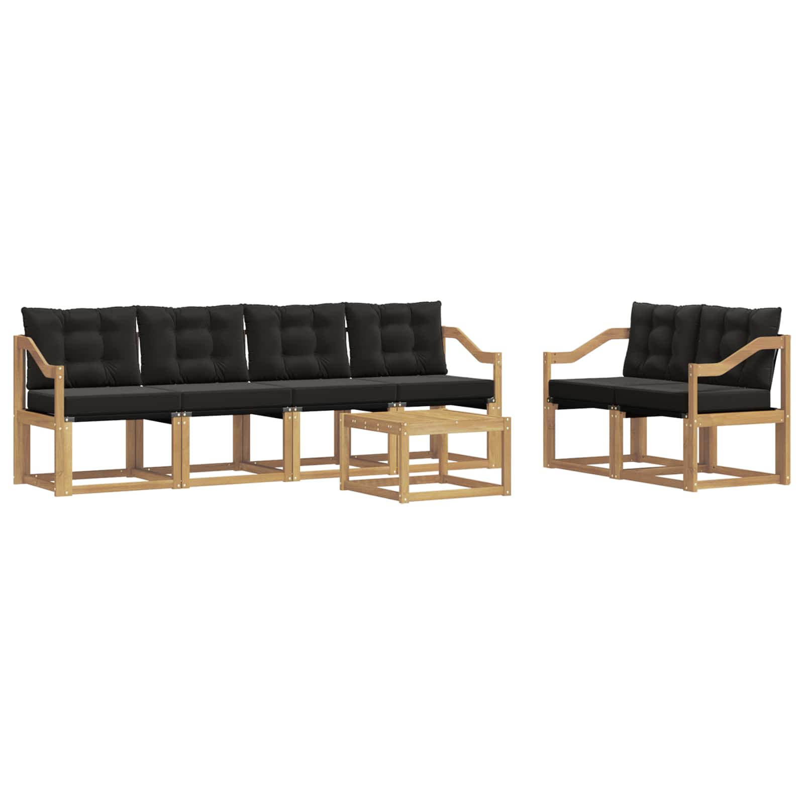 Outdoor-Sofagarnitur mit Kissen 7 pcs Weiß und Schwarz