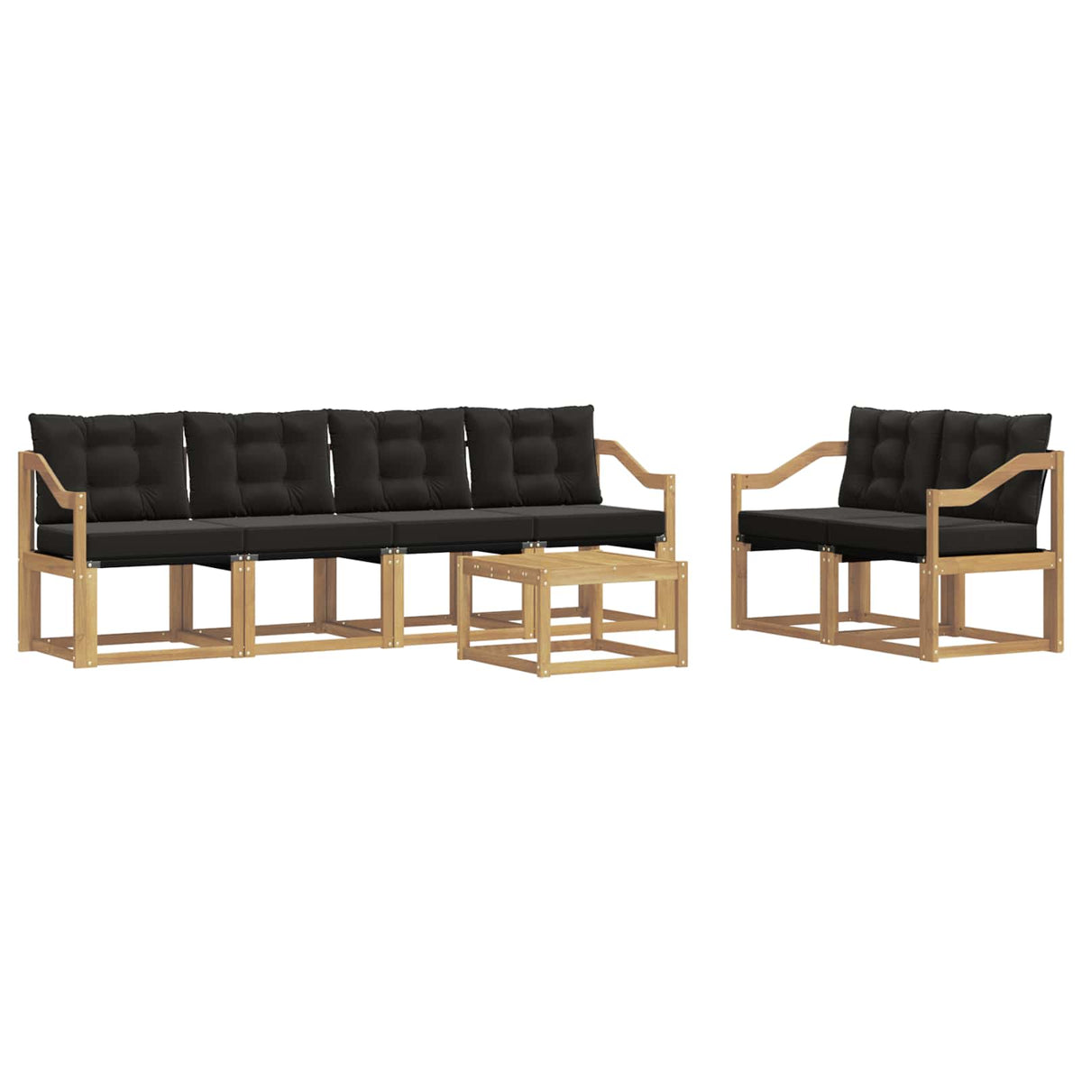 Outdoor-Sofagarnitur 7 stk. Weiß und Schwarz