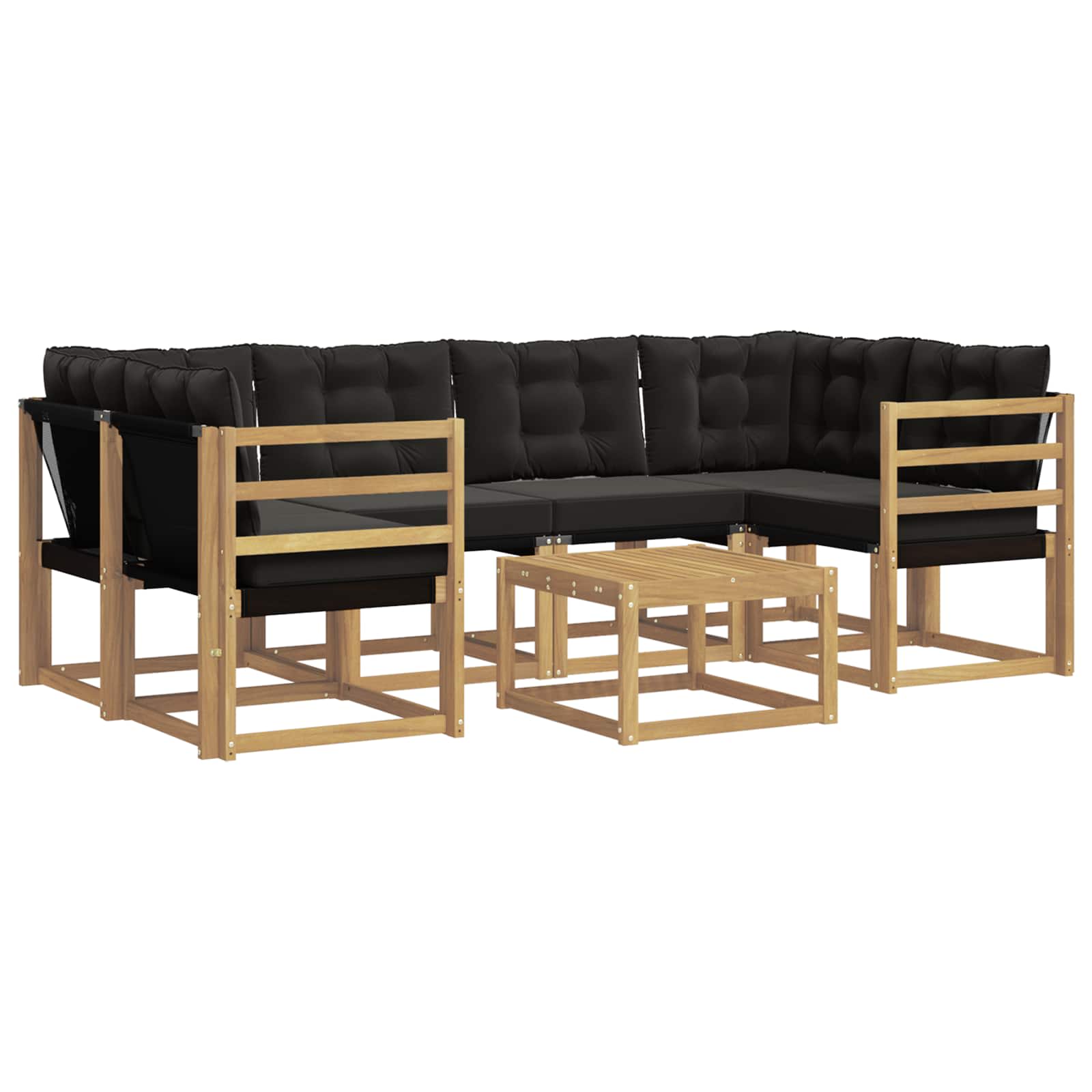Outdoor-Sofagarnitur mit Kissen 7 pcs Weiß und Schwarz