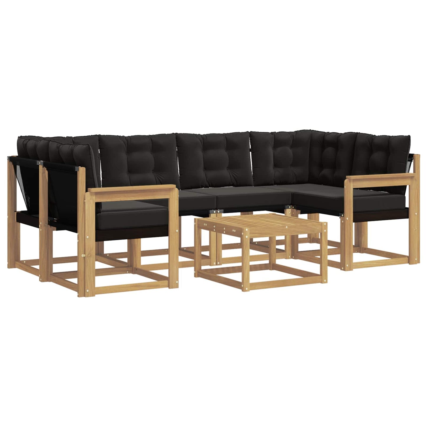 Outdoor-Sofagarnitur mit Kissen 7 pcs Weiß und Schwarz