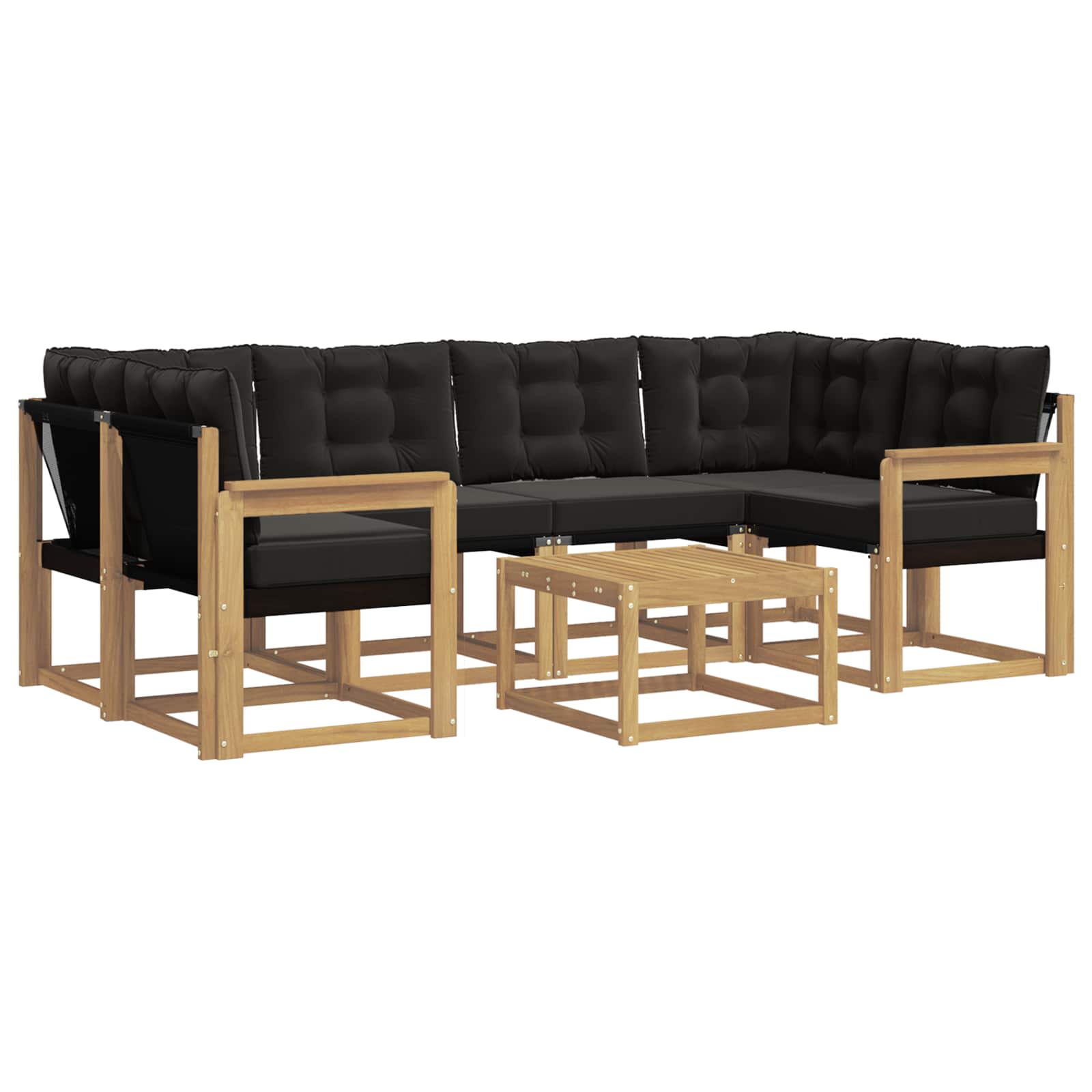 Outdoor-Sofagarnitur mit Kissen 7 pcs Weiß und Schwarz